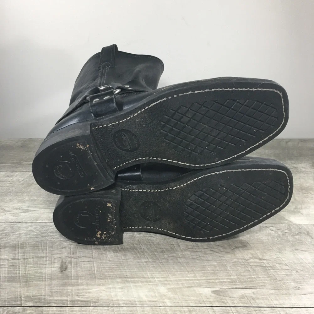 Mens Frye 87400 Black Engineer 8R Harness Motorcycle Leather Slip On Boots 12 M